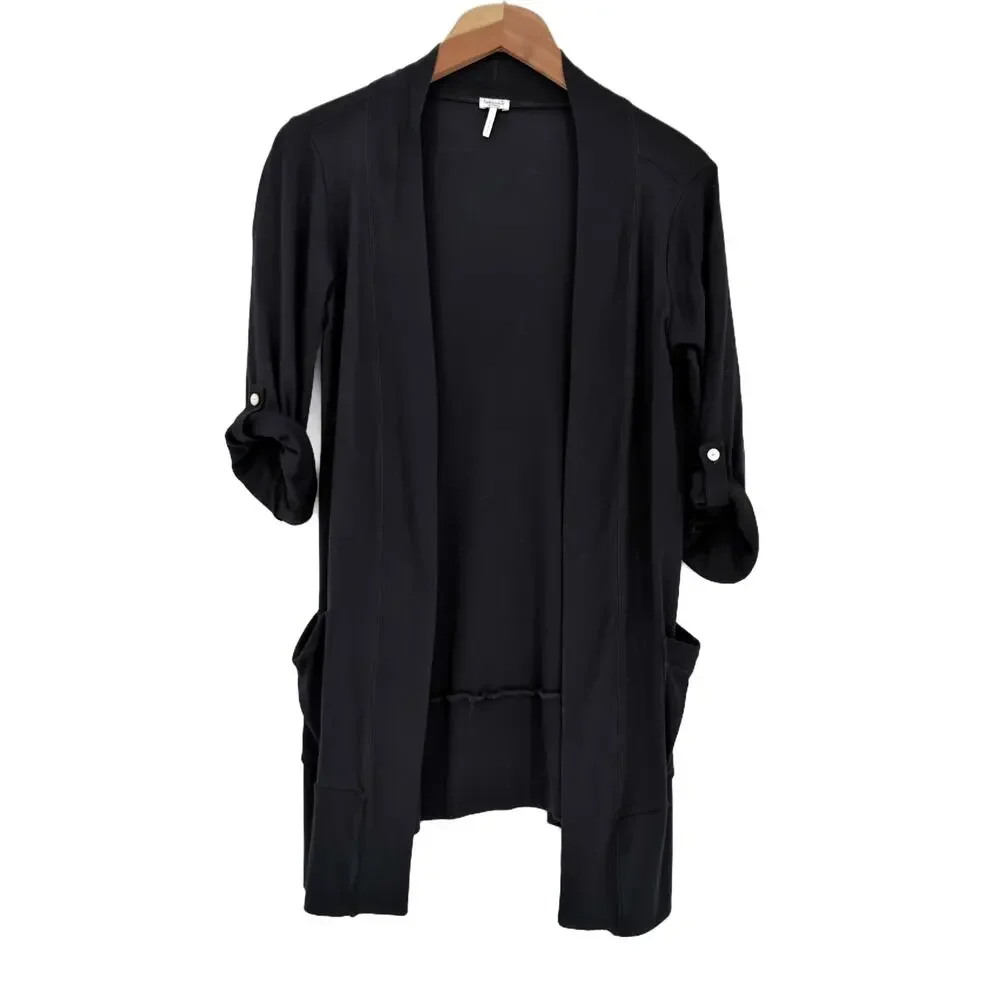 Splendid Open Front Roll Tab Sleeve Longline Cardigan size XS Pima Cotton Modal